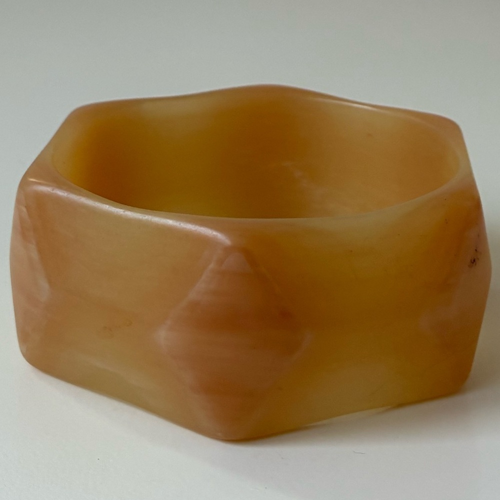 Vintage tan Geometric WIDE Artisan Bangle Bracelet With Wood Grain Texture